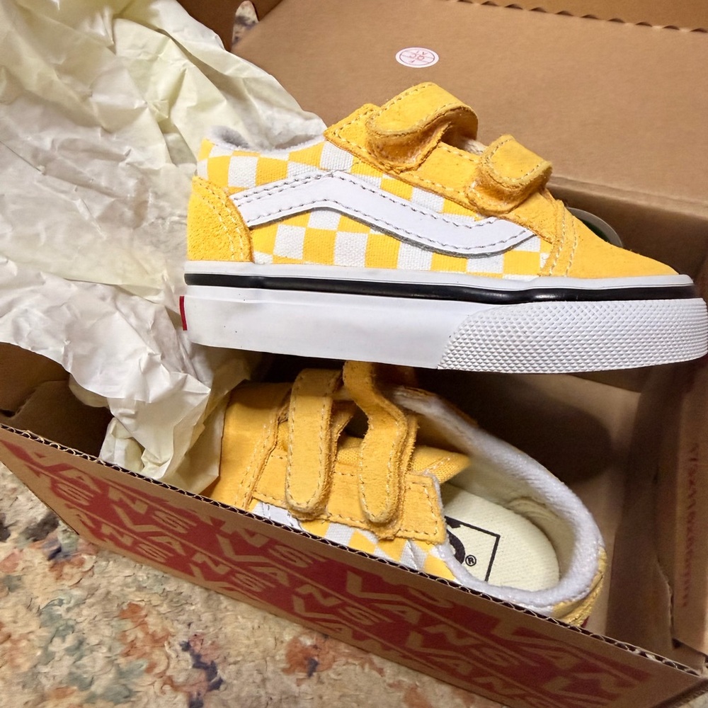 *NEW* Vans Infant Yellow and White Checkerboard Sneakers